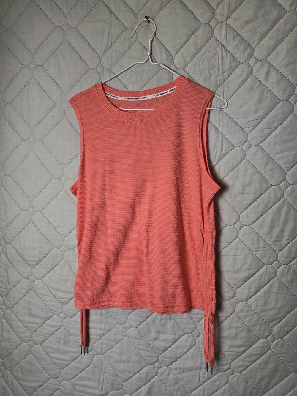Calvin Klein Performance Coral Sleeveless Side-Tie Tank Sz M